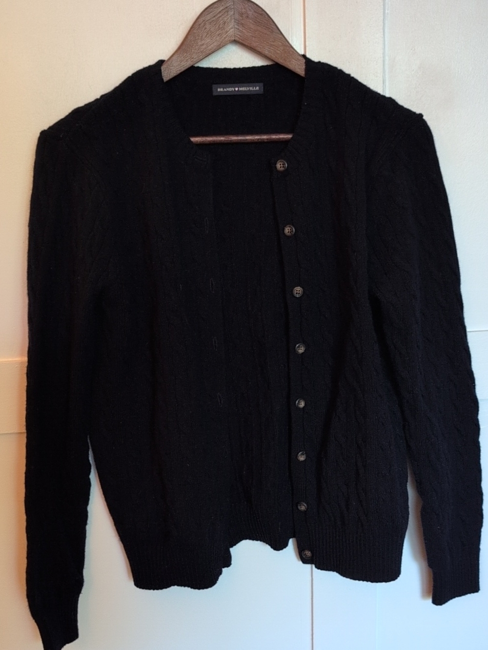 Brandy Melville NAVY Cable Knit Button Cardigan Sweater